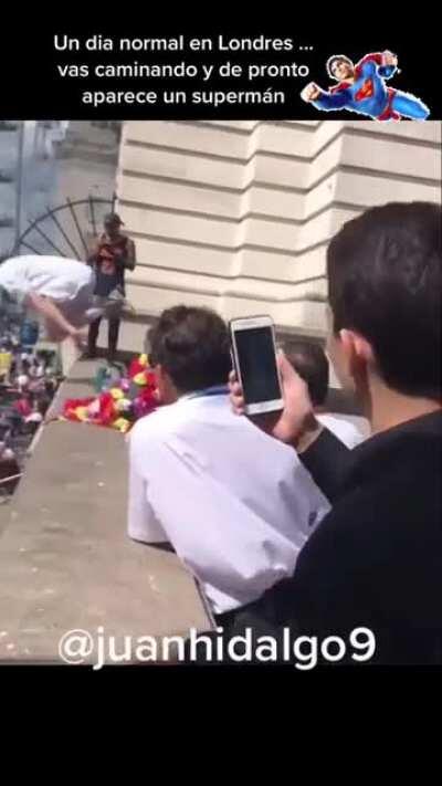 A typical day in London... You go and suddenly superman appears