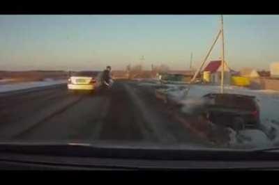 Ramming a Russian off the road.