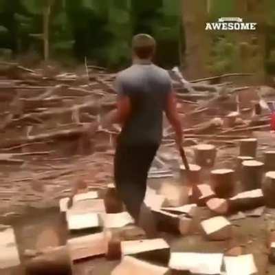 Just a dude chopping wood