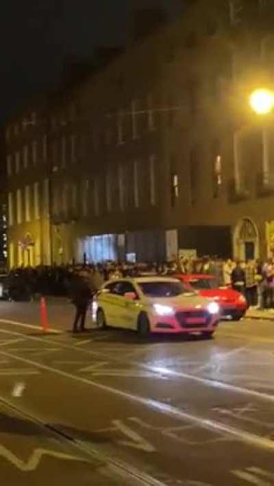 The queue for coppers at 8:50 pm