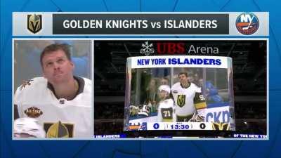 Robin Lehner points to Long Island tattoo after receiving tribute video