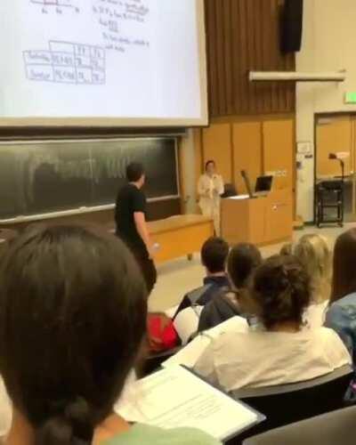 Dude is dropping out so he decided to be a disturbance in classes