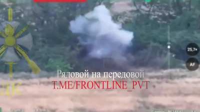 An ukrainian T-72 is destroyed by multiple russian 