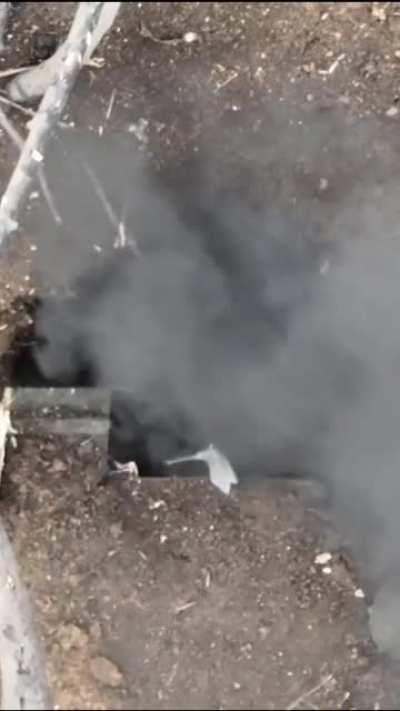 Ukraine UAV directly hits Russian soldier hiding in a hole