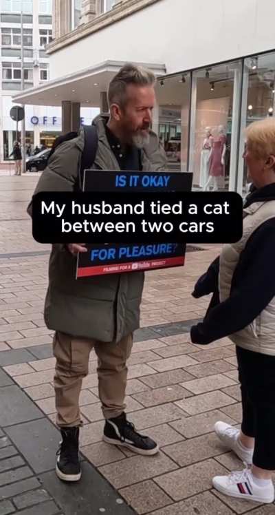 Woman tells animal activist that he’s wasting his time because her husband abuses cats and was bailed out 4 times.