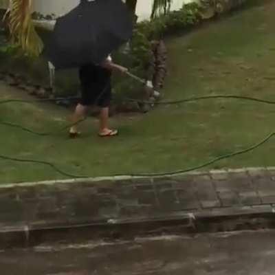 to stay dry while watering the plants