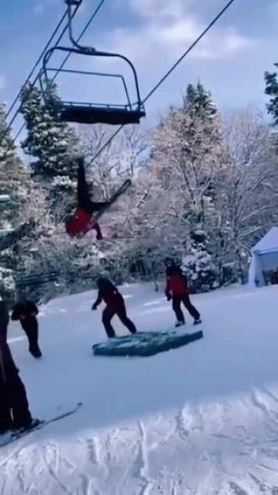 Falling down a ski lift