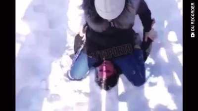 Hard fight in the snow, she got pinned, slapped and laughed at, she got owned