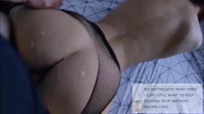 He's come all over mom's back and butt and he still can't get enough of her whore pussy