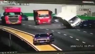 Highway accident causes car to fall off the bridge