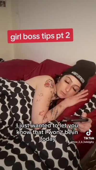 Influencer calls out of work