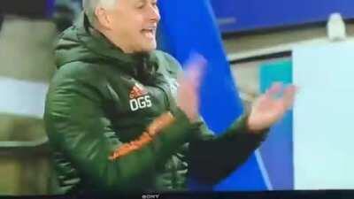 Fred's curler barely misses the target as ole cheers his long range effort.