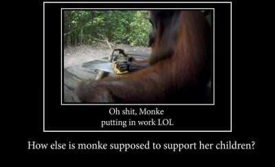 Monke supporting family by having a stable income