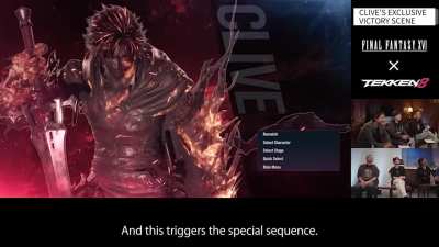 Clive has a unique victory screen animation when winning with Rage Art that also plays the Final Fantasy victory fanfare