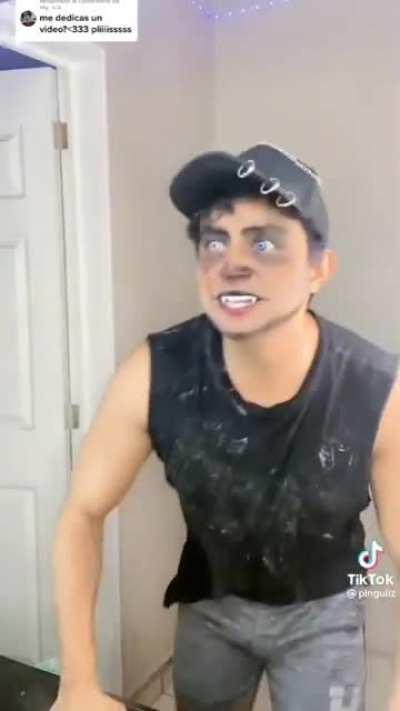 Bro is really sucking it in