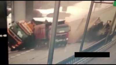Ejected Trucker Walks Unharmed After 3 Trucks Crash In Russia