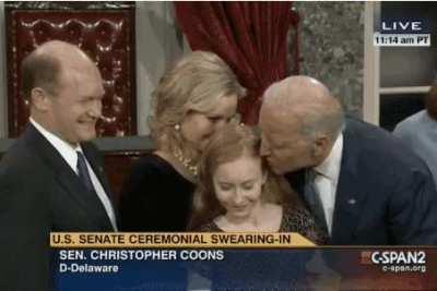 Joe Biden introducing himself to a senators daughter