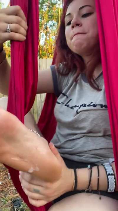 Nothing to see here just a hanging fairy gagging and worshipping her feet till you make a mess of yourself 😈