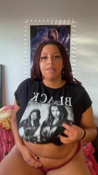 are you into black girls with huge tits like mine?