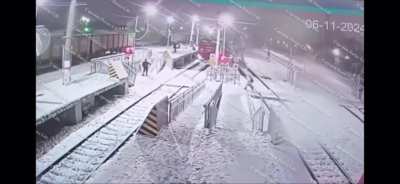 Moment teen is struck head-on by train - before miraculously walking away uninjured