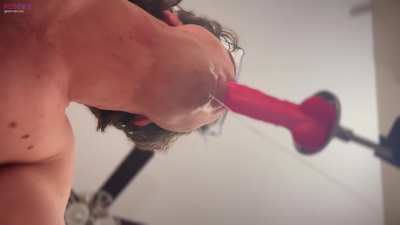 Letting the machine fuck my throat — I know I need more practice