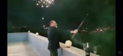 Shooting themselves with a fireworks