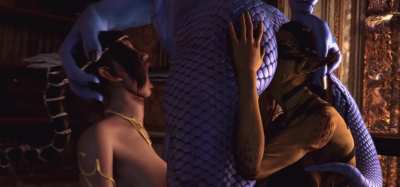 POV: You failed your saving throw so now you have to watch your love interests Lae'zel and Shadowheart lick out a lucky Dragonborn stud [Baldur's Gate]