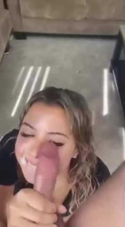 Blonde latina cumshot after blowjob
