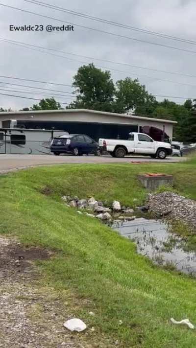 This dude told me he was going 450 miles like this. I had my doubts so I pulled out my camera. More details In comments.