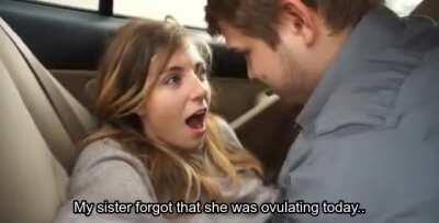 Creampie for Your Sis While You Wait for Your Parents in the Car