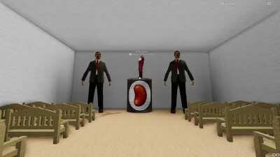 Alastor is guarded by the bean boys