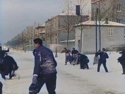 This little snowball fight recorded in 1897