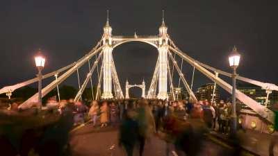 The aftermath of Battersea Park fireworks. How I managed to protect my tripod from being bumped during this is a miracle