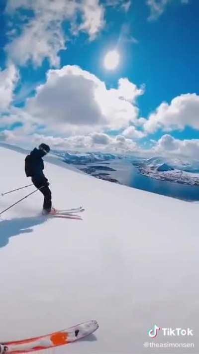 Enjoying their skiing