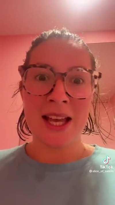 probably the happiest woman on tiktok slice of salami