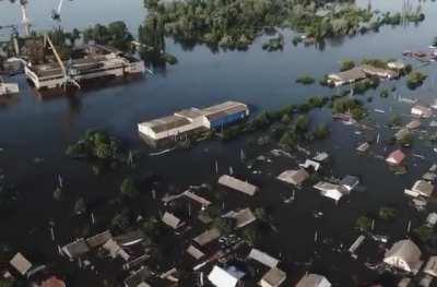Drone footage of Kherson region, sank