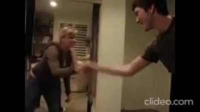 Girl with just 1 month of wrestling training vs an untrained guy and an experienced male wrestler