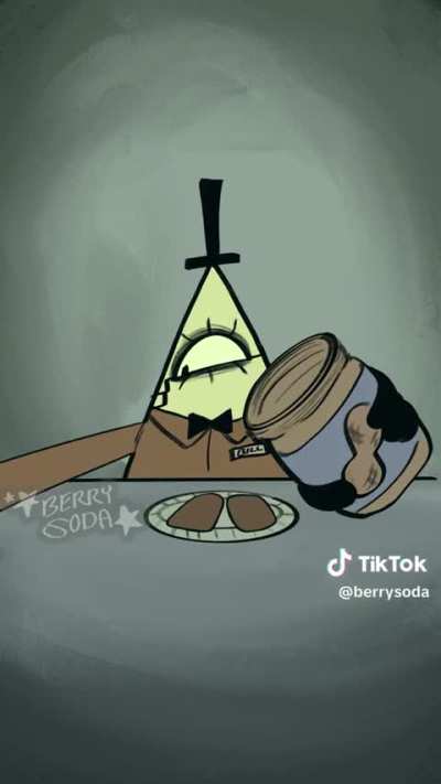 Bill Cipher makes a peanut butter sandwich