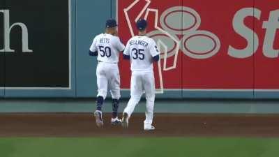 Dodger players pay respect to a fallen teammate