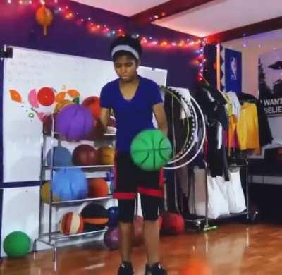 This is the 14-year-old girl who just won the National Spelling Bee. She already has 3 Guinness Records for dribbling basketballs.