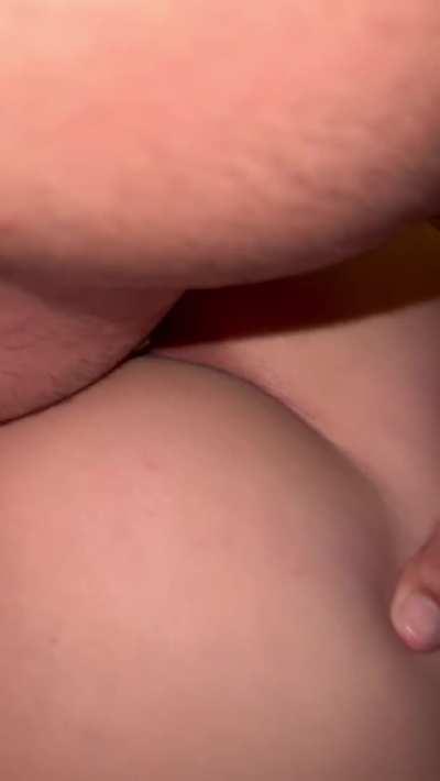 Stretching out her tight little pussy