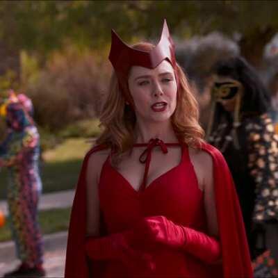 Elizabeth Olsen in the newest WandaVision episode