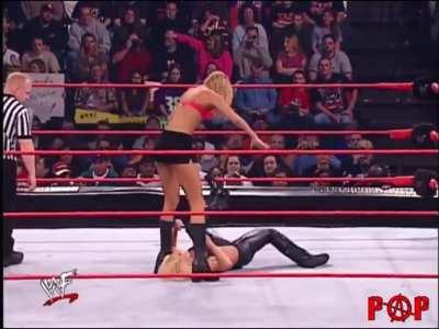 Trish Stratus vs. Stacy Keibler in a bra and panties match for the WWF Women’s Championship (WWF RAW November 26, 2001)