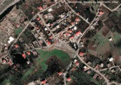 Clearly visible fault rupture from the Turkey earthquake near Nurdagi. 3-4m of horizontal displacement.
