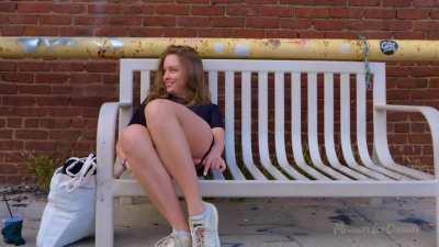 sneaky fun on the bench [GIF]