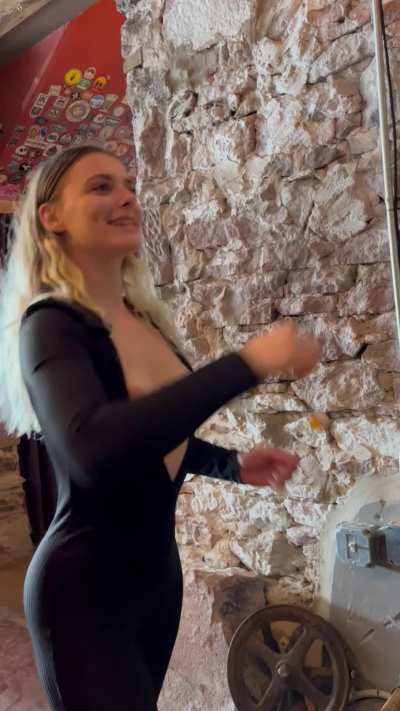 Letting the whole bar see my tits ;)