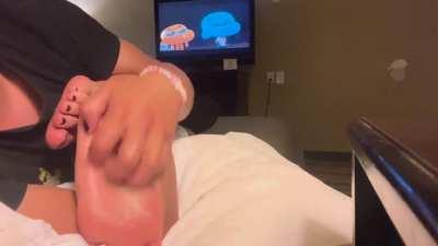 tickled to exhaustion by my bf 😼❤️