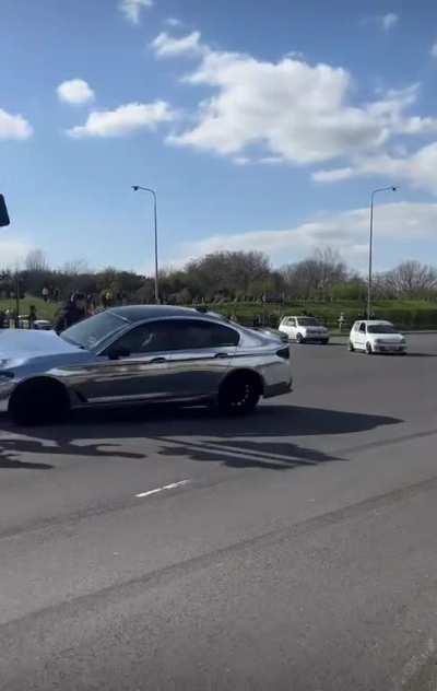 Idiot can’t control his fancy car 