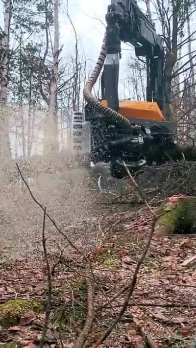 This machine automatically cuts down trees.