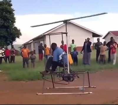 Ajay riding his gyro copter